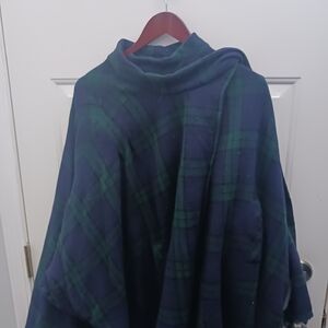 Plaid Blue and Green Cape
